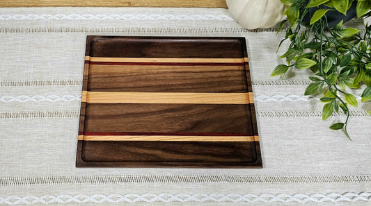 Exotic Catch All Tray made with Walnut, Cherry, and African Padauk Woods | Desk Organizer