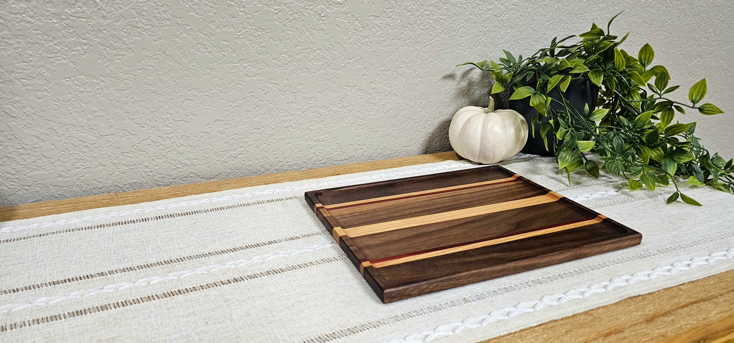 Exotic Catch All Tray made with Walnut, Cherry, and African Padauk Woods | Desk Organizer