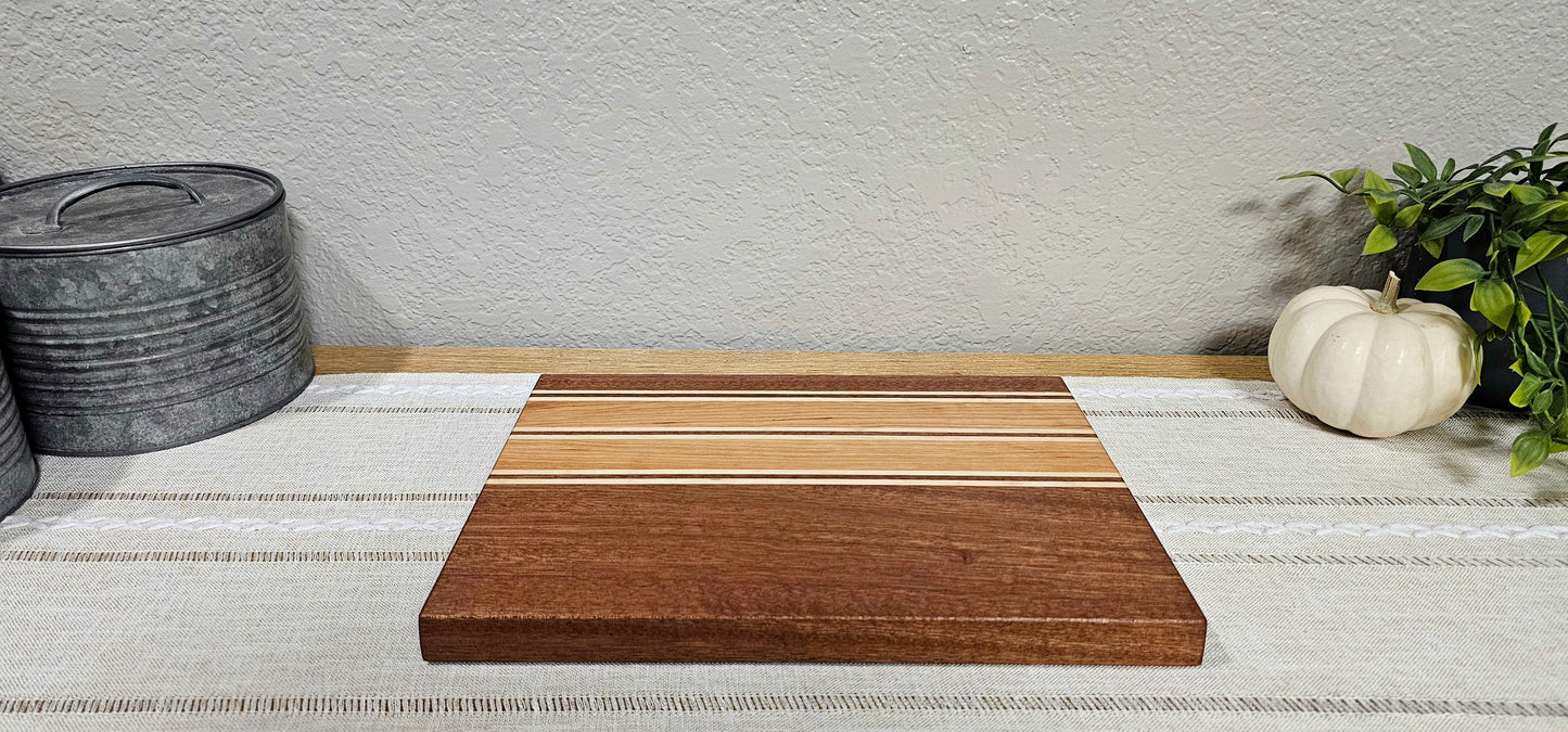 Patterned Cutting Board  | African Sapele, Maple, & Cherry Woods