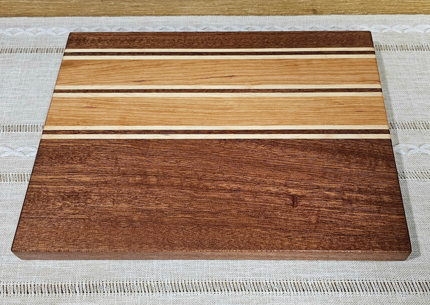 Patterned Cutting Board  | African Sapele, Maple, & Cherry Woods