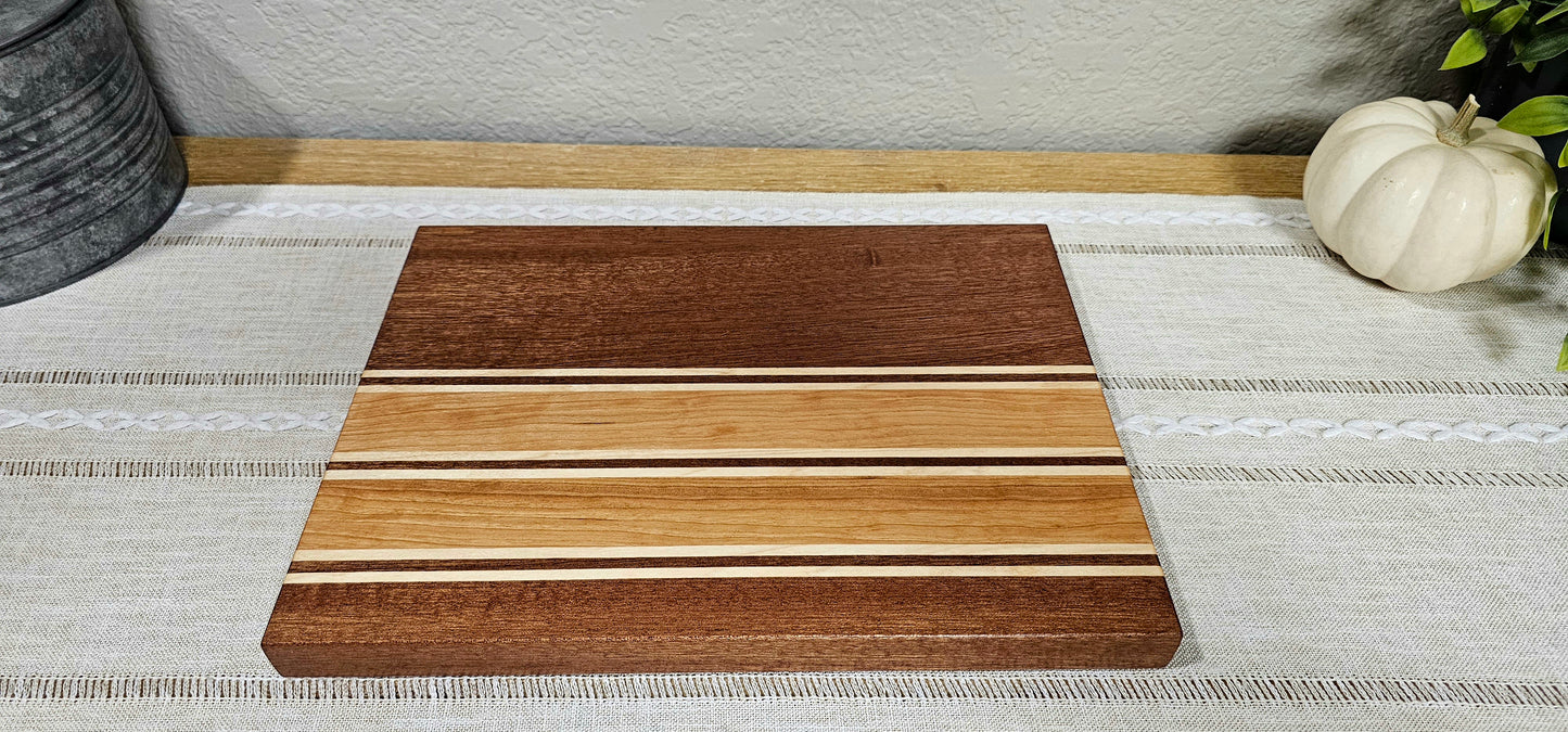 Patterned Cutting Board  | African Sapele, Maple, & Cherry Woods