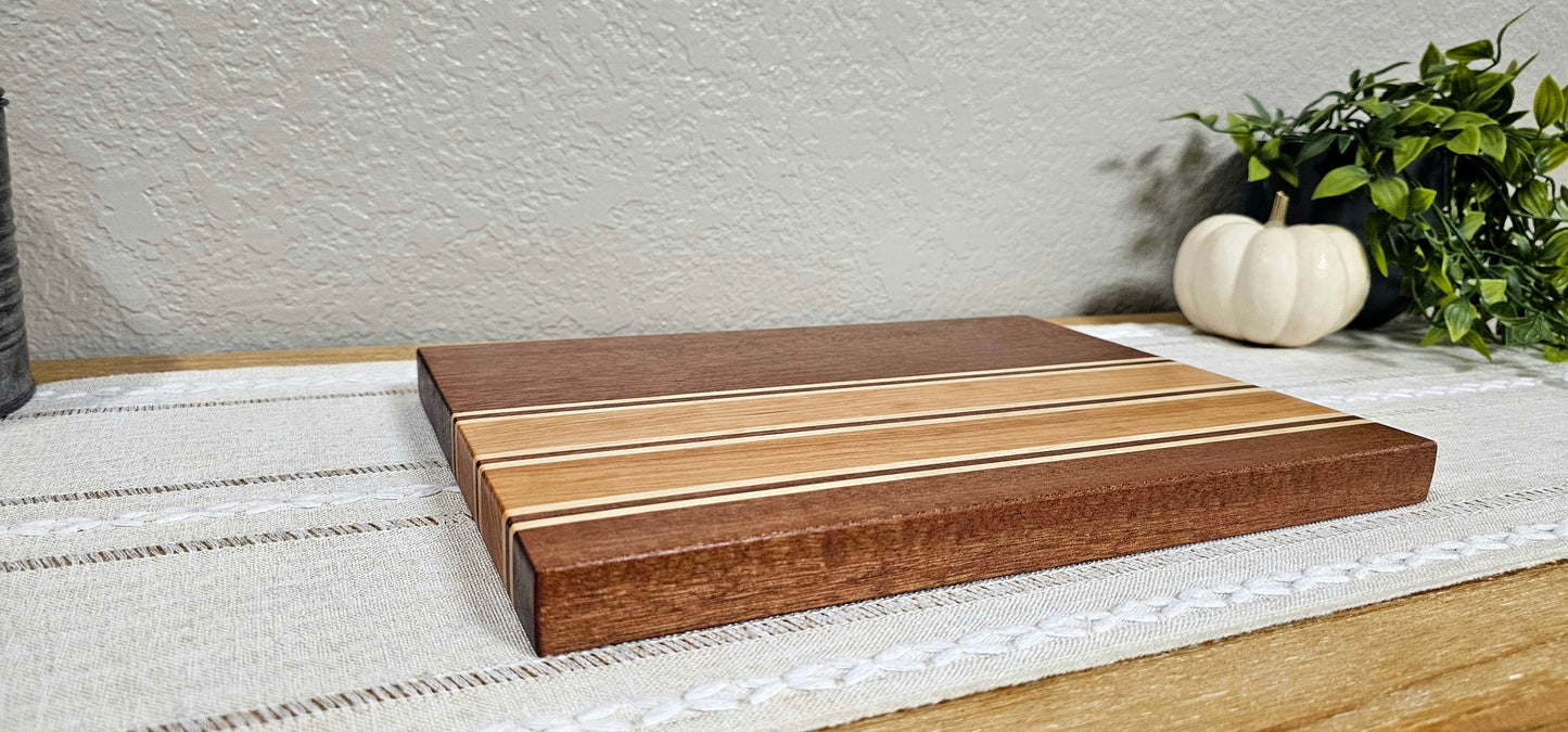 Patterned Cutting Board  | African Sapele, Maple, & Cherry Woods