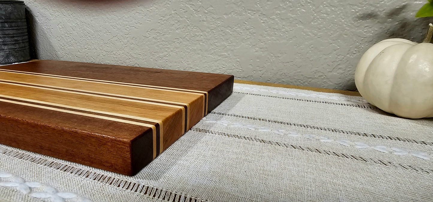 Patterned Cutting Board  | African Sapele, Maple, & Cherry Woods