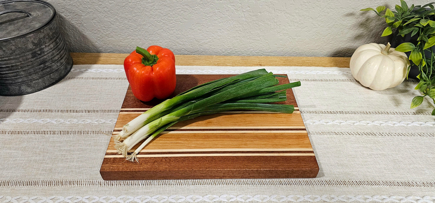 Patterned Cutting Board  | African Sapele, Maple, & Cherry Woods