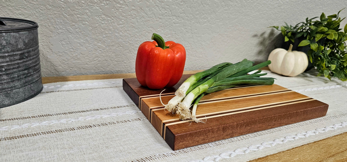 Patterned Cutting Board  | African Sapele, Maple, & Cherry Woods