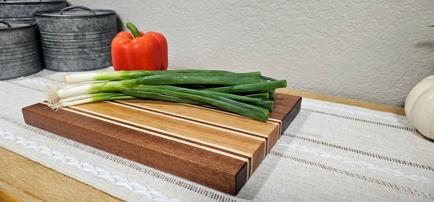 Patterned Cutting Board  | African Sapele, Maple, & Cherry Woods