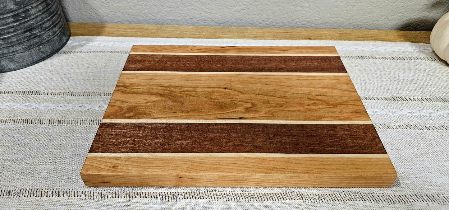 Patterned Cutting Board  | African Sapele, Maple, & Cherry Woods