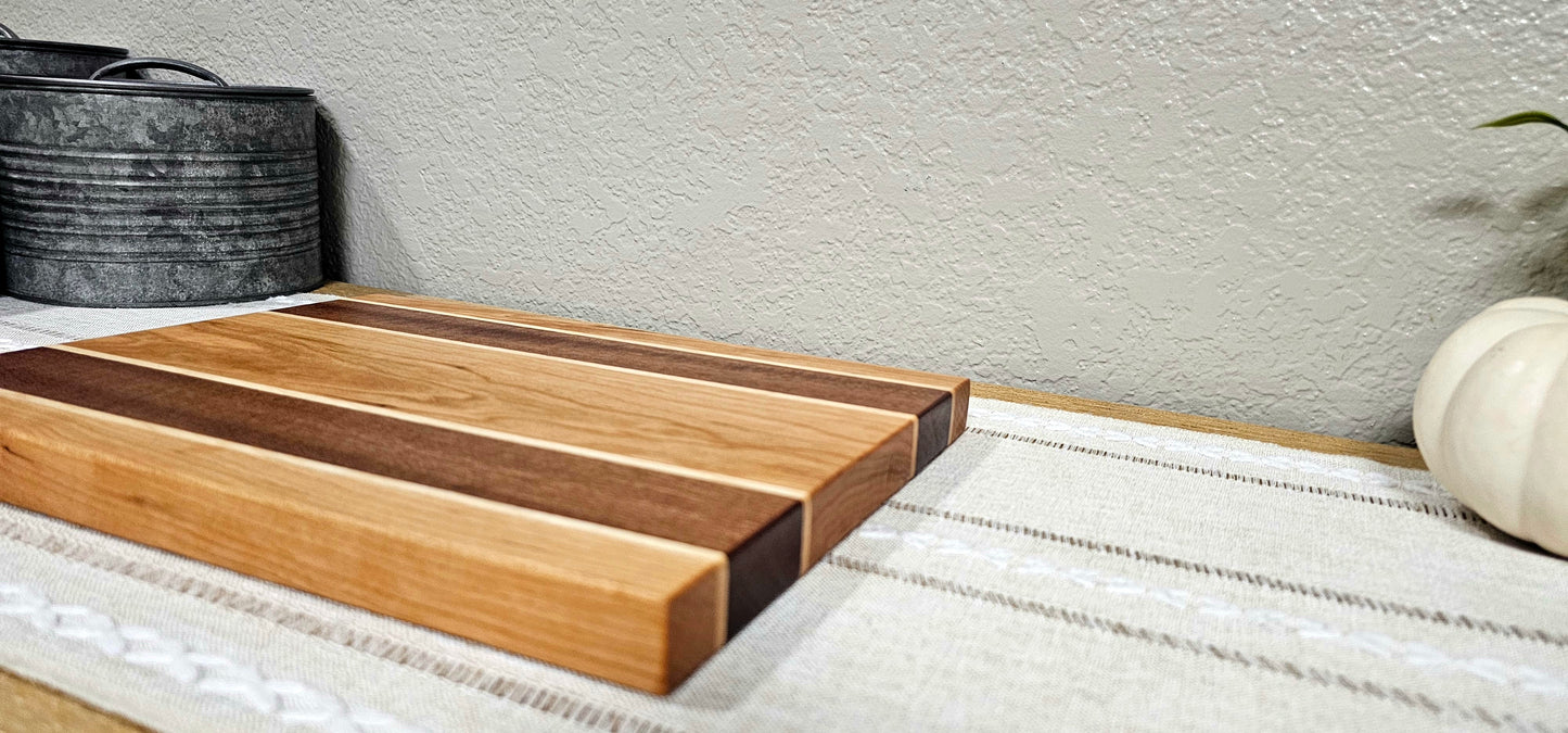 Patterned Cutting Board  | African Sapele, Maple, & Cherry Woods