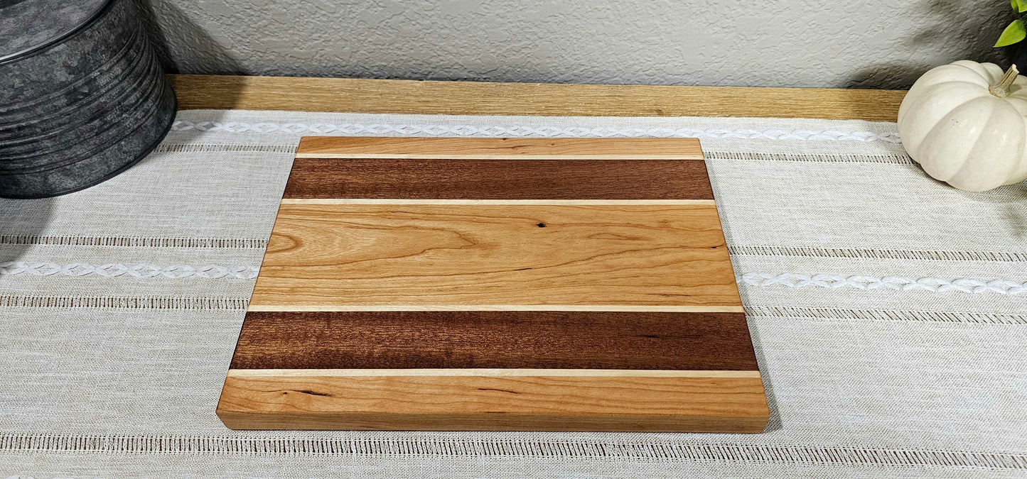 Patterned Cutting Board  | African Sapele, Maple, & Cherry Woods