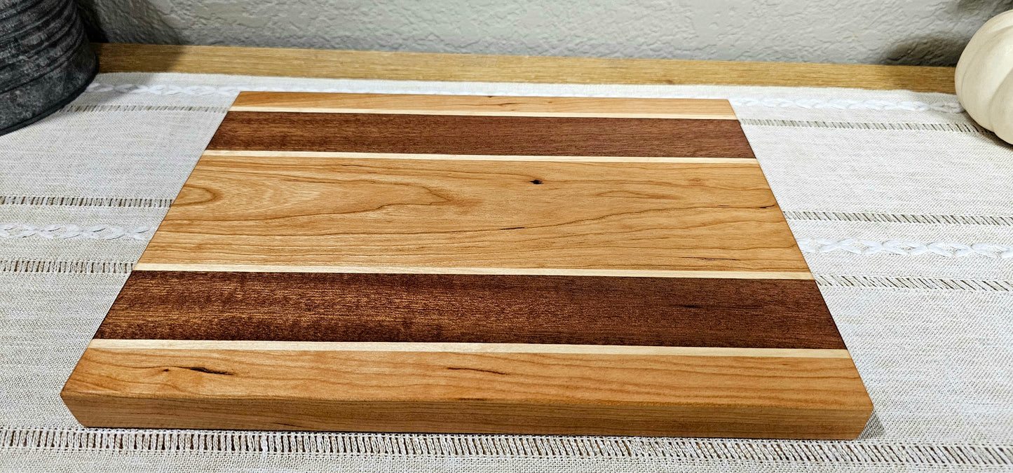 Patterned Cutting Board  | African Sapele, Maple, & Cherry Woods