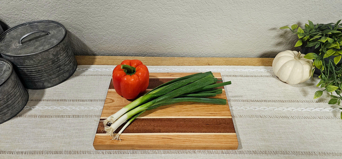 Patterned Cutting Board  | African Sapele, Maple, & Cherry Woods