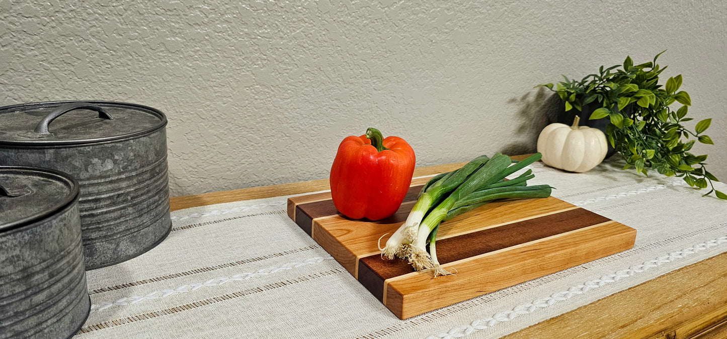 Patterned Cutting Board  | African Sapele, Maple, & Cherry Woods