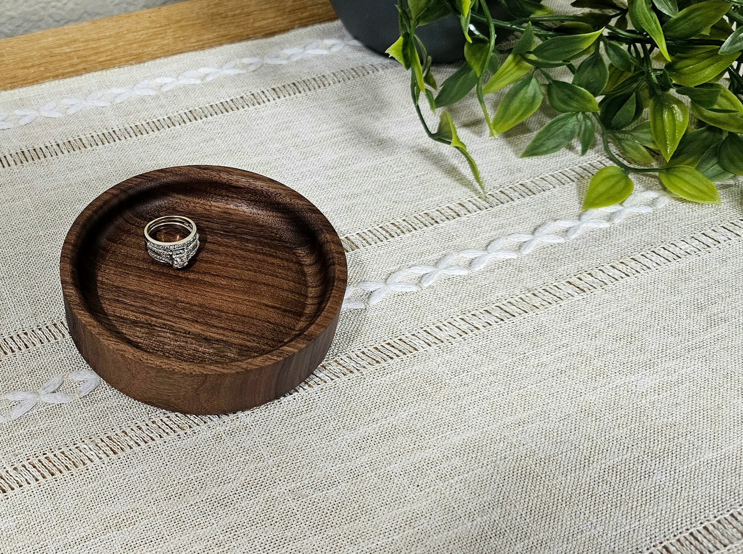 Jewelry Bowl with Personalized Engraving Add-On | 4 Engraving Options |Cherry, Walnut, or Maple Wood | Engagement, Wedding, Anniversary, & Holiday Gift Item