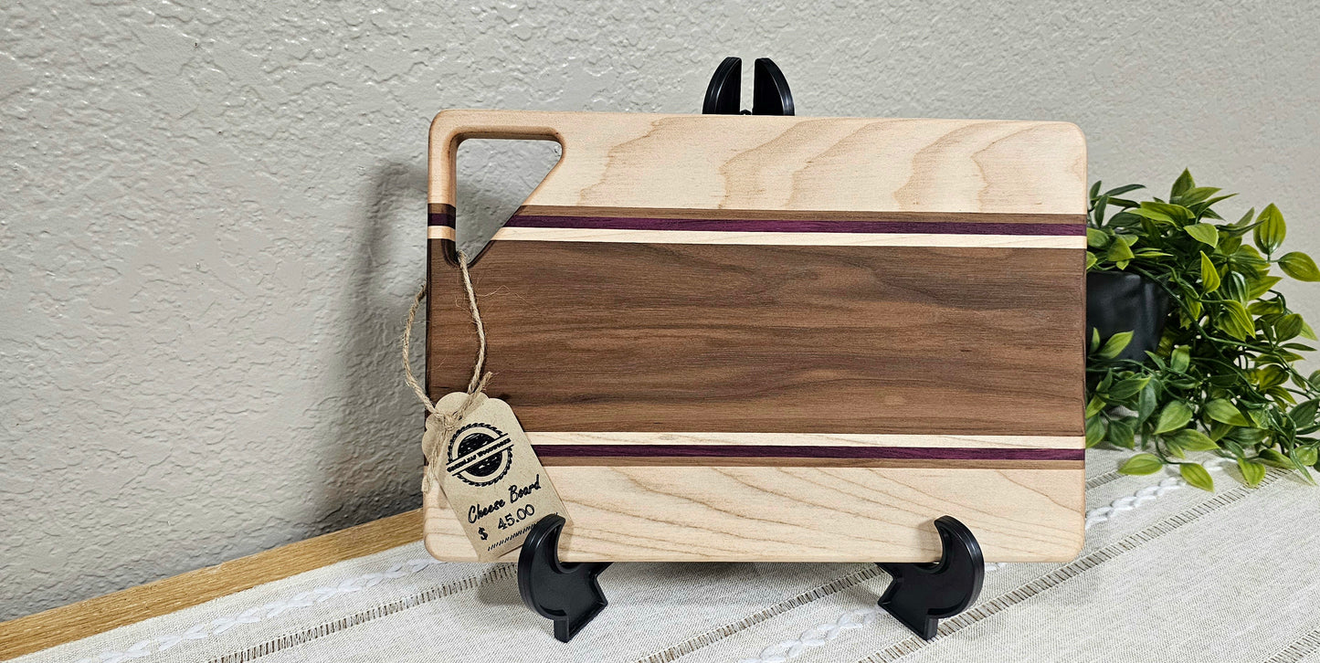 Cheese Board | Walnut, Maple, & Purpleheart Woods