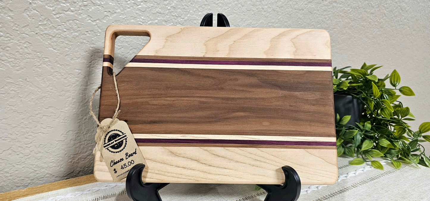 Cheese Board | Walnut, Maple, & Purpleheart Woods