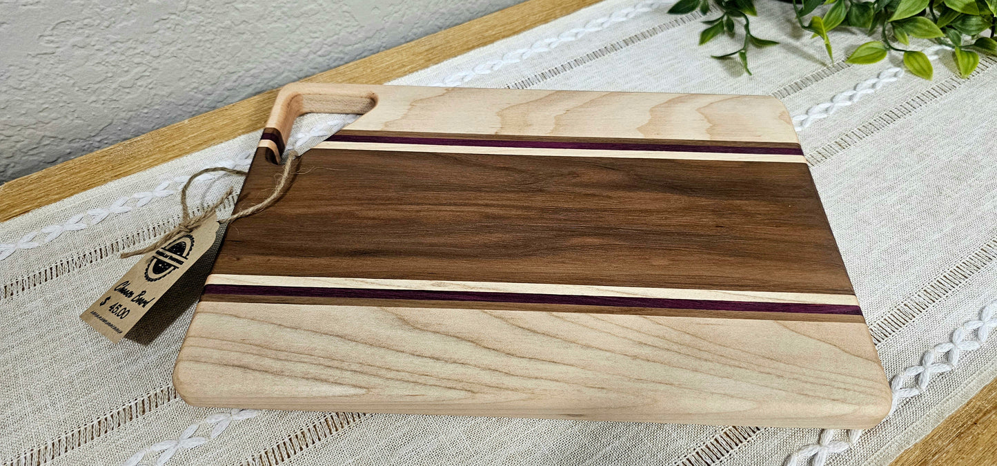 Cheese Board | Walnut, Maple, & Purpleheart Woods