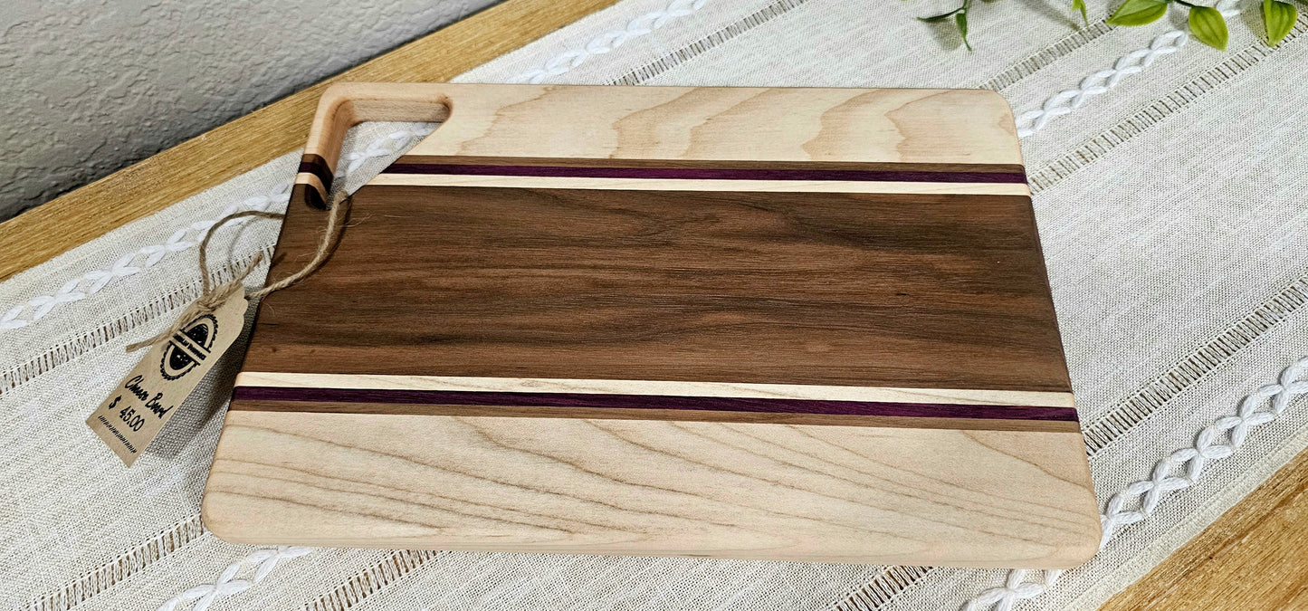 Cheese Board | Walnut, Maple, & Purpleheart Woods