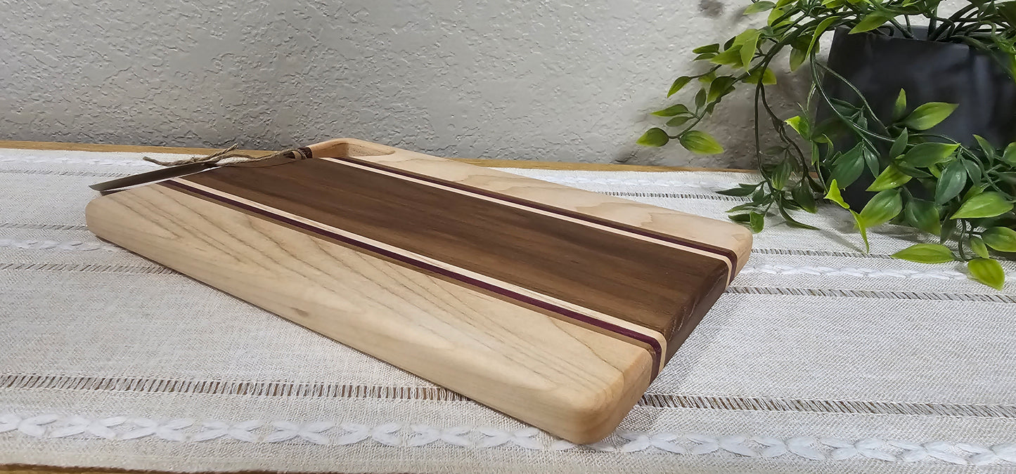 Cheese Board | Walnut, Maple, & Purpleheart Woods