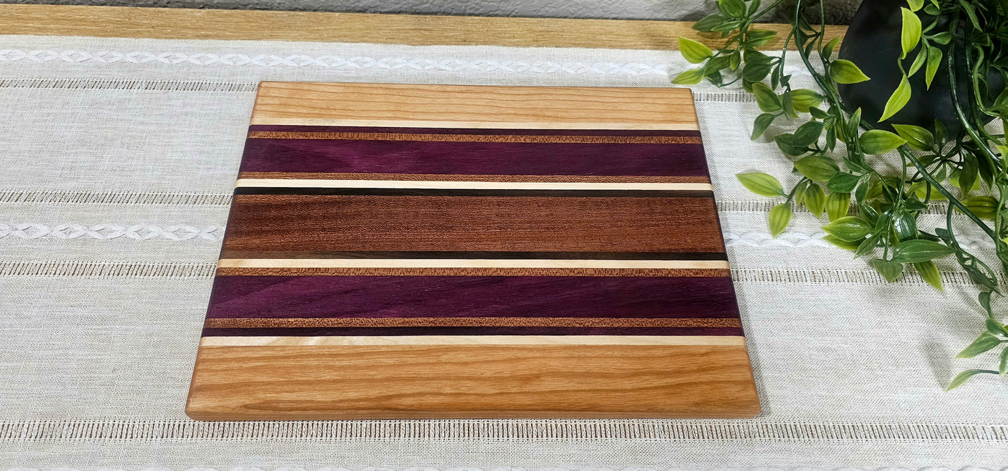 Patterned Cutting Board | Walnut, Maple, Cherry, African Sapele, & Purpleheart Woods