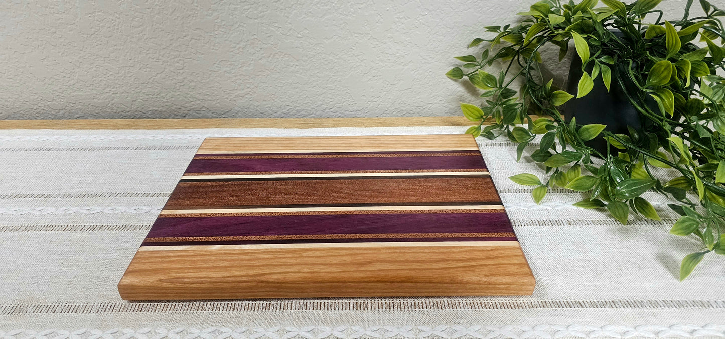 Patterned Cutting Board | Walnut, Maple, Cherry, African Sapele, & Purpleheart Woods