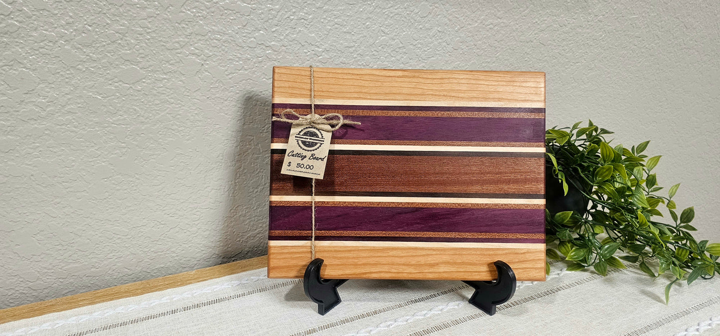 Patterned Cutting Board | Walnut, Maple, Cherry, African Sapele, & Purpleheart Woods