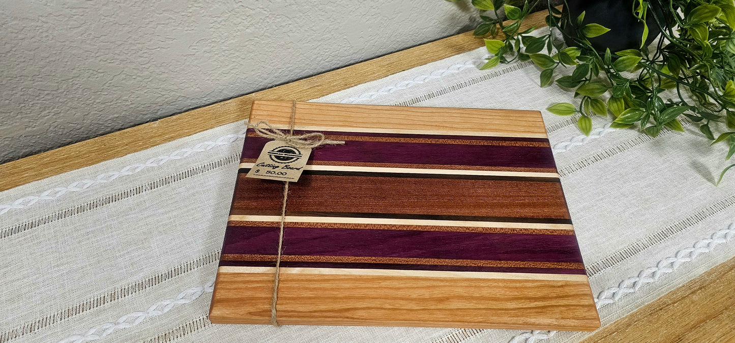 Patterned Cutting Board | Walnut, Maple, Cherry, African Sapele, & Purpleheart Woods