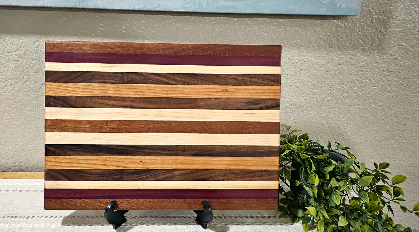 Large Patterned Board | Walnut, Maple, Cherry, African Sapele, & Purpleheart