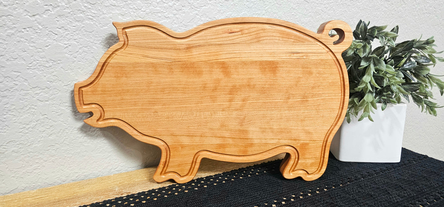 Pig Shaped Cutting Board in Cherry Wood