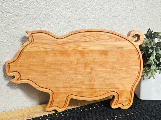 Pig Shaped Cutting Board in Cherry Wood