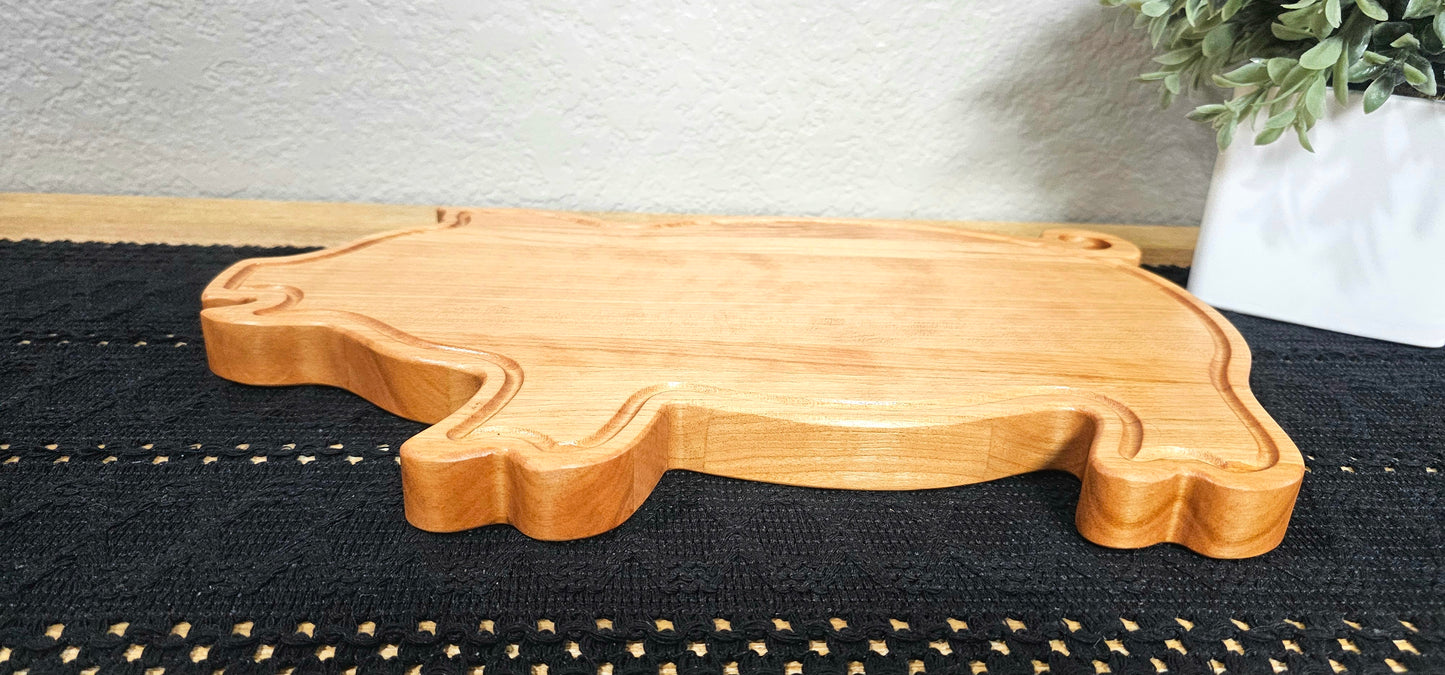 Pig Shaped Cutting Board in Cherry Wood