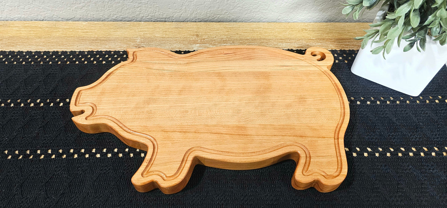 Pig Shaped Cutting Board in Cherry Wood