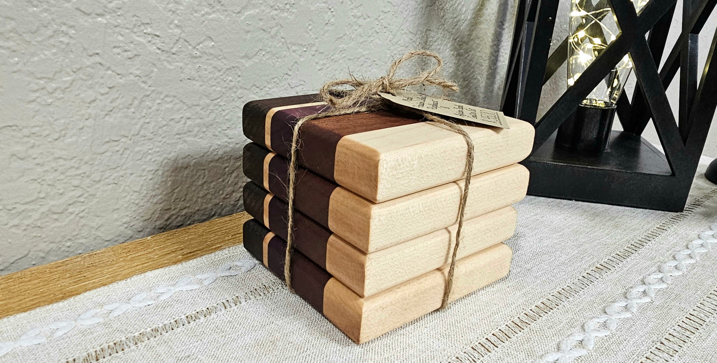 Hardwood Patterned Coaster Sets