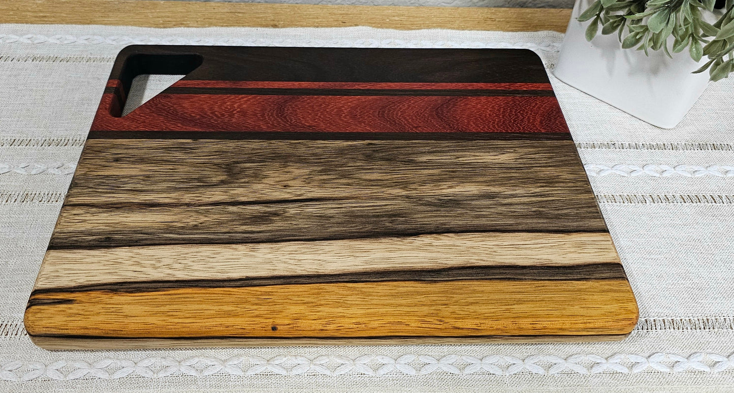 Cheese Board | Peruvian Walnut, African Padauk, & Black Limba Woods