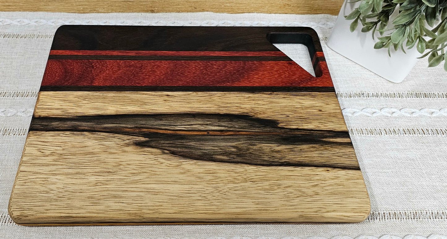 Cheese Board | Peruvian Walnut, African Padauk, & Black Limba Woods