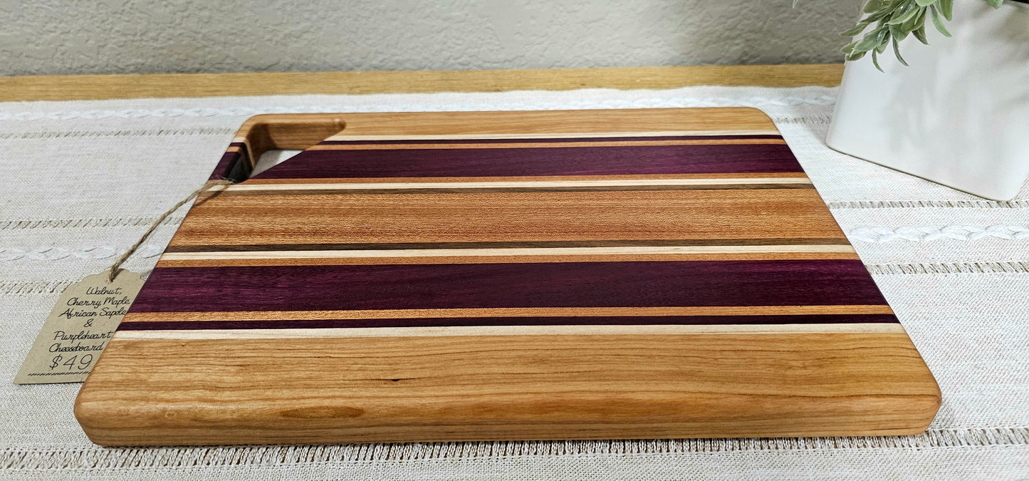 Cheese Board | Walnut, Maple, Cherry, African Sapele & Purpleheart Woods