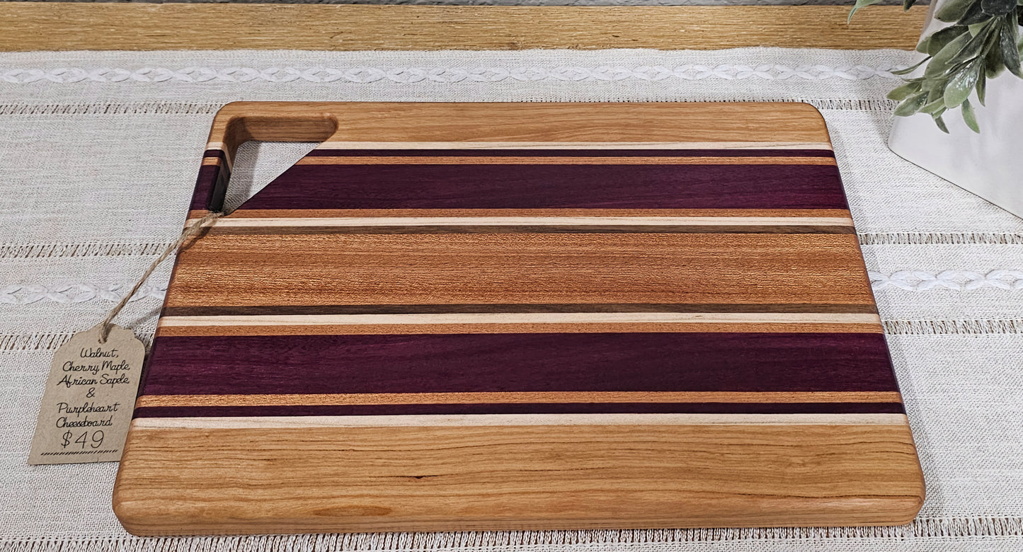 Cheese Board | Walnut, Maple, Cherry, African Sapele & Purpleheart Woods