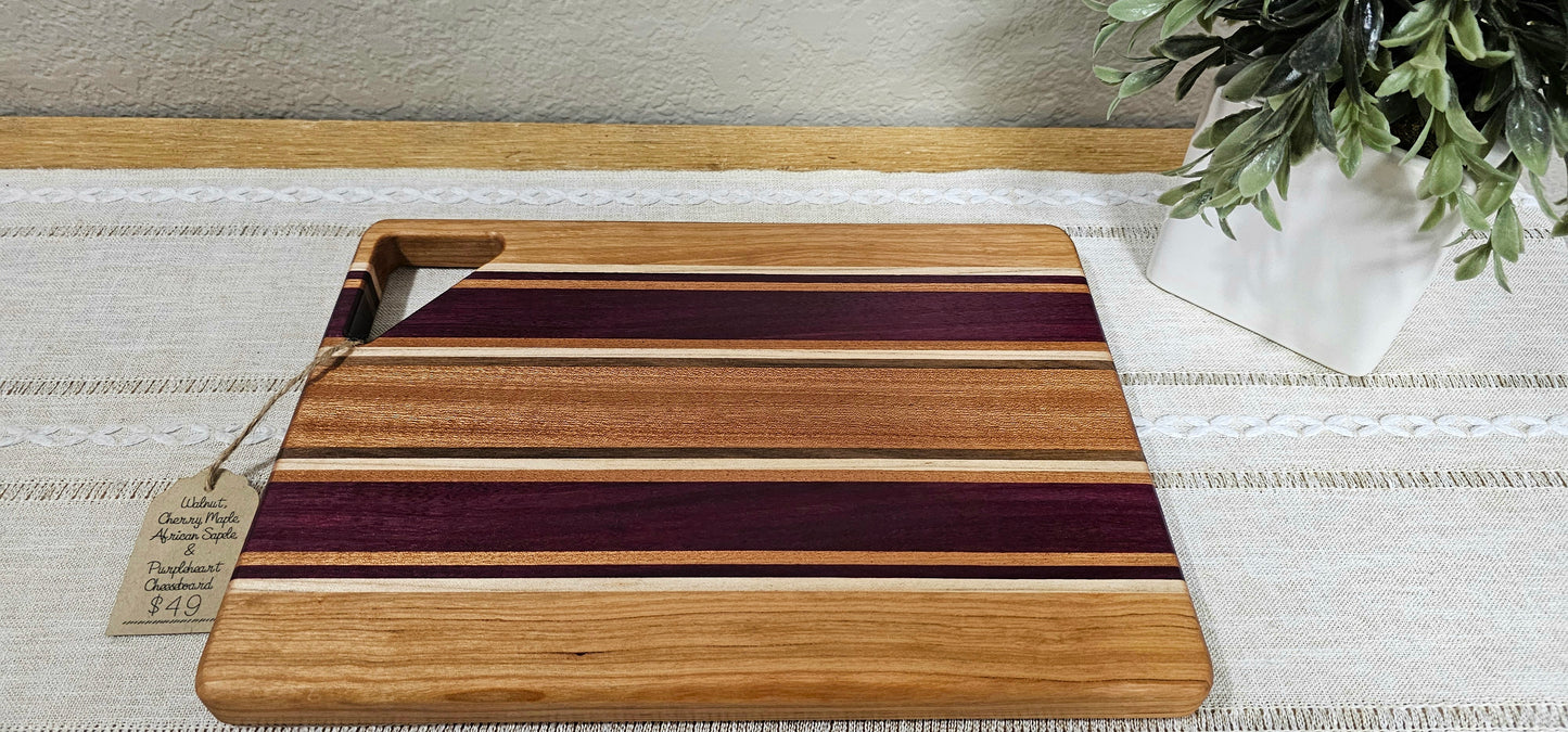 Cheese Board | Walnut, Maple, Cherry, African Sapele & Purpleheart Woods