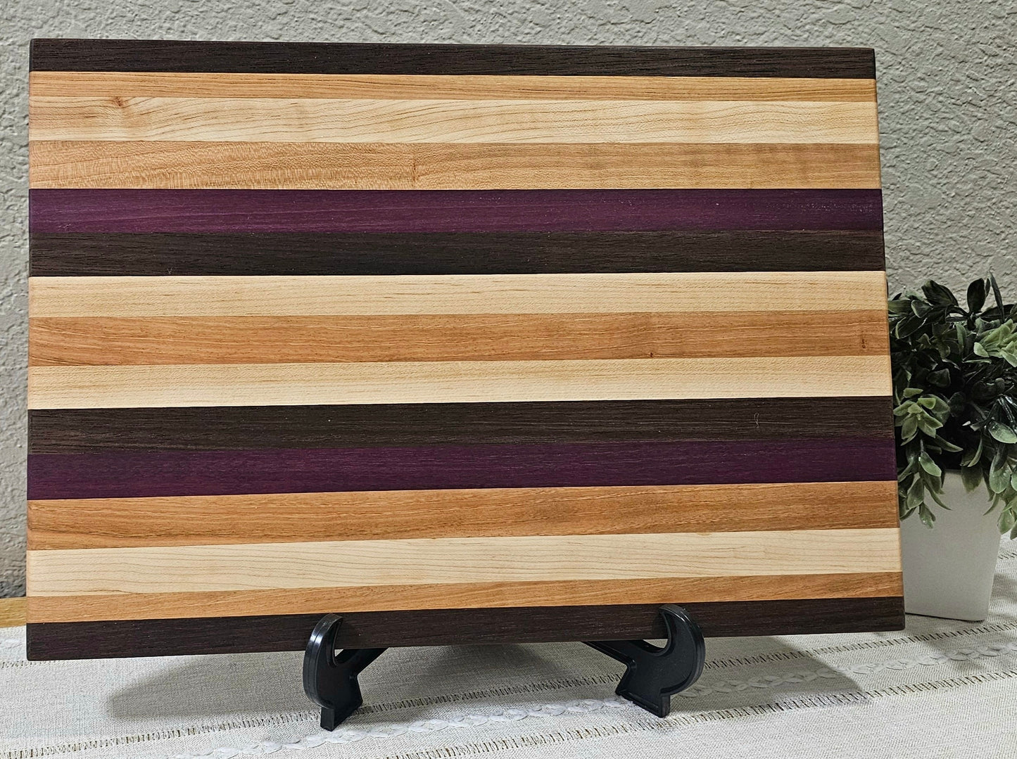 Large Patterned Cutting Board | Peruvian Walnut, Maple, Cherry, & Purpleheart Woods