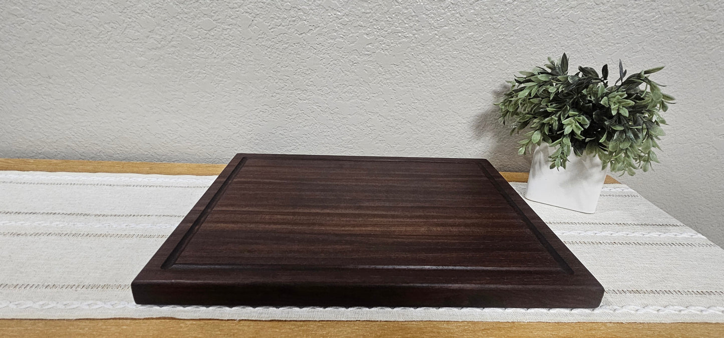 Large Peruvian Walnut Edge Grain Cutting Board With Juice Grooves