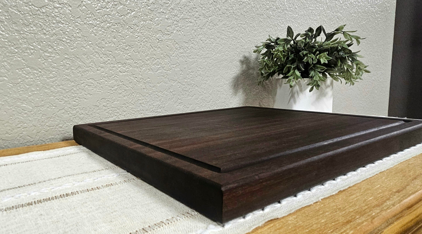 Large Peruvian Walnut Edge Grain Cutting Board With Juice Grooves