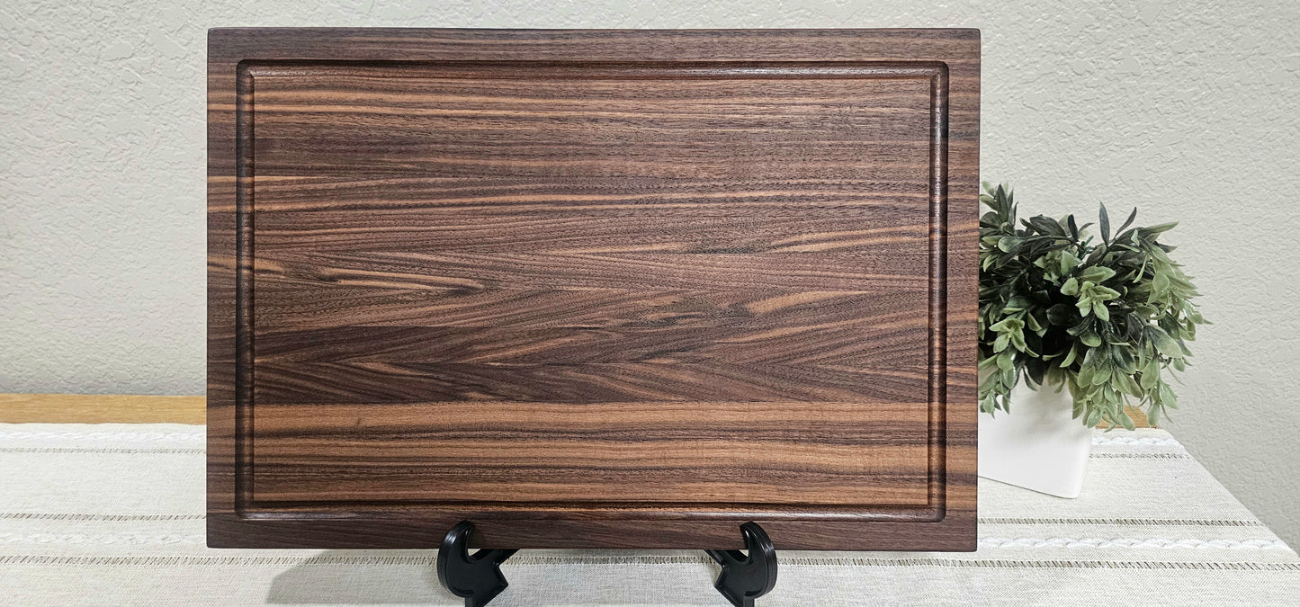 Large Walnut Edge Grain Cutting Board With Juice Grooves