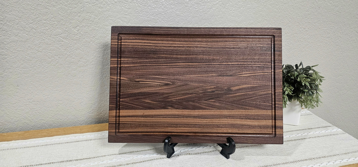 Large Walnut Edge Grain Cutting Board With Juice Grooves