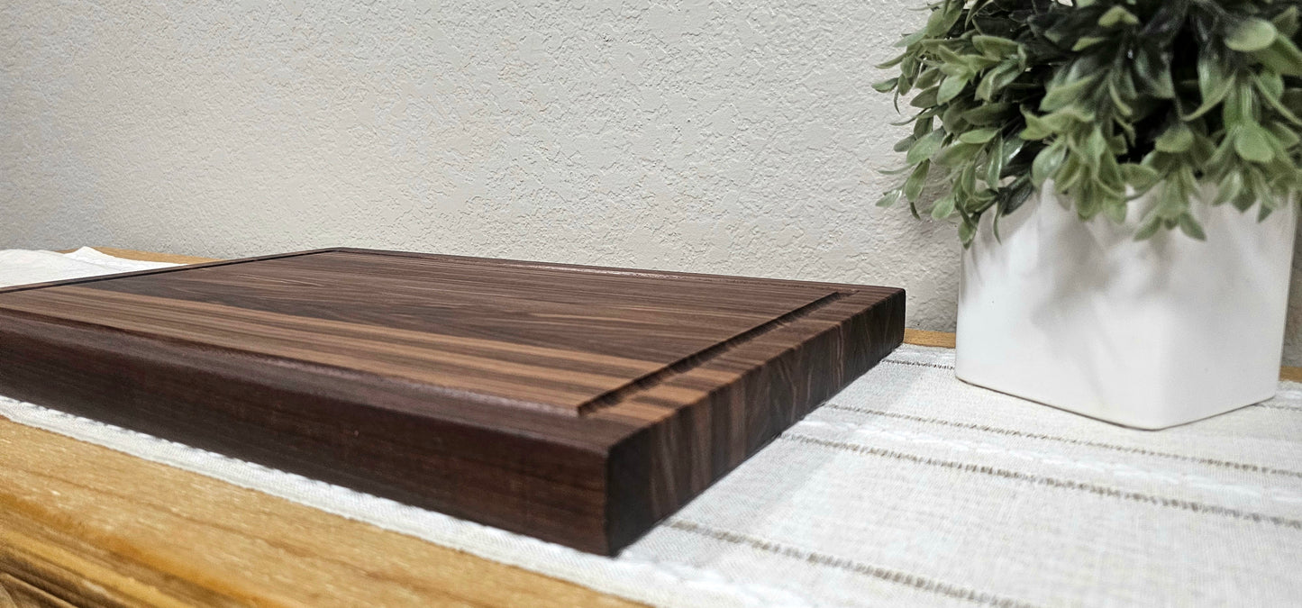 Large Walnut Edge Grain Cutting Board With Juice Grooves