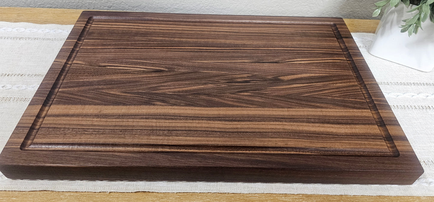 Large Walnut Edge Grain Cutting Board With Juice Grooves