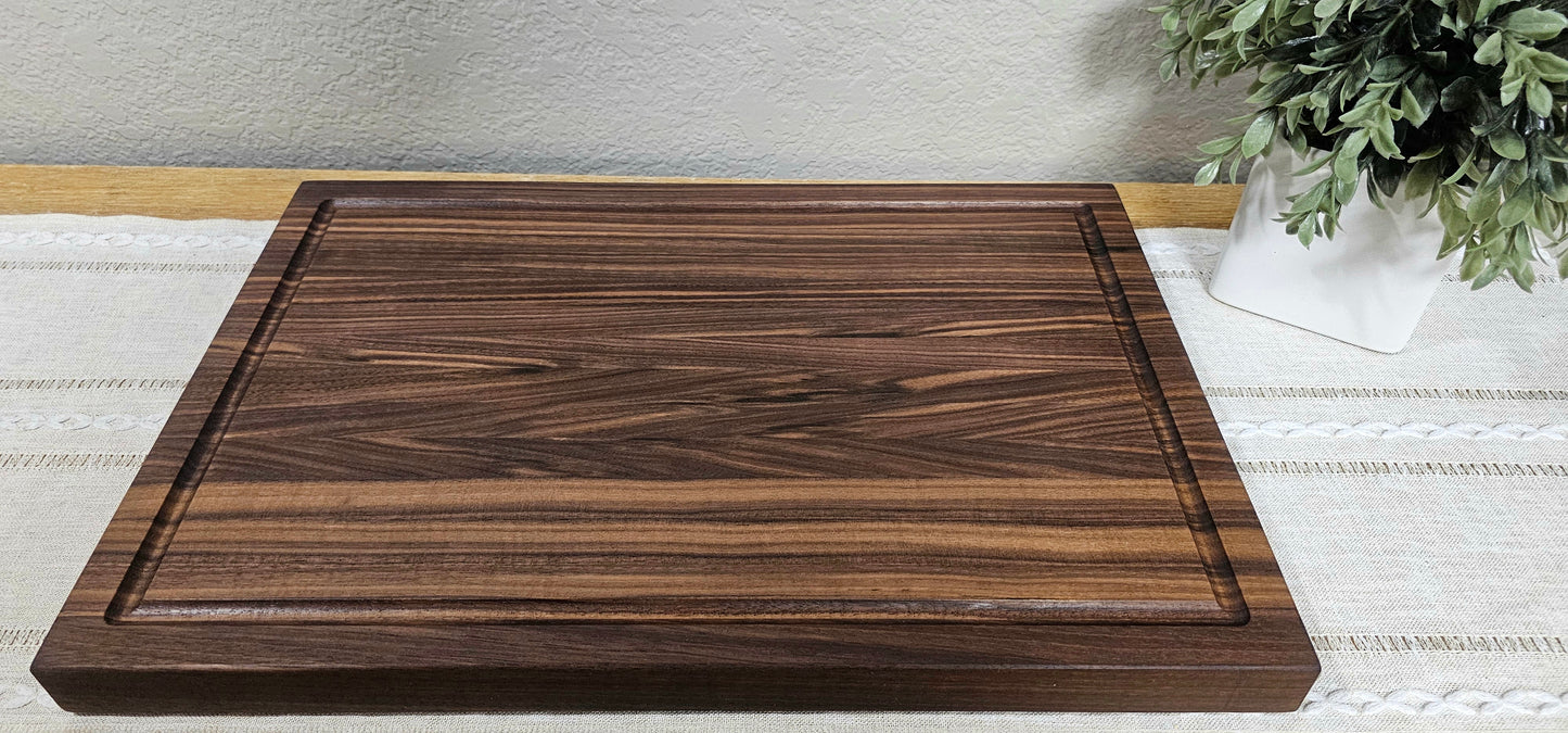 Large Walnut Edge Grain Cutting Board With Juice Grooves