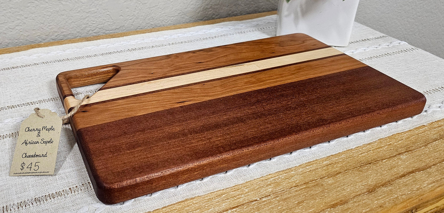 Cheese Board | African Sapele, Maple, and Cherry Woods