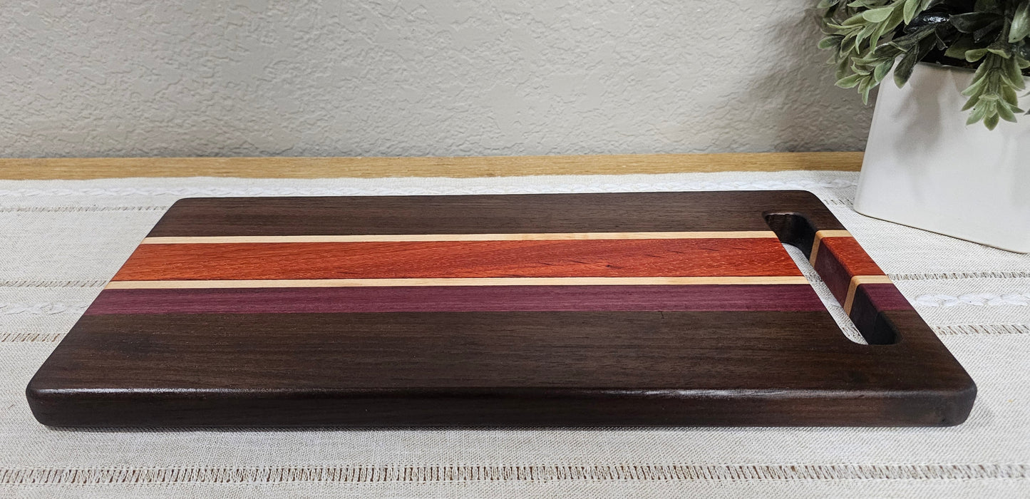 Patterned Charcuterie Board | Peruvian Walnut, African Padauk, Maple, & Purpleheart