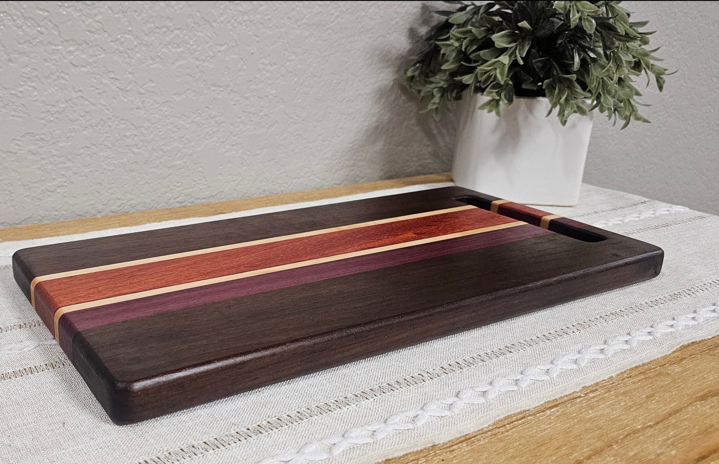 Patterned Charcuterie Board | Peruvian Walnut, African Padauk, Maple, & Purpleheart