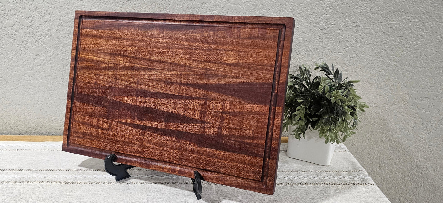 Large African Sapele Edge Grain Cutting Board With Juice Grooves