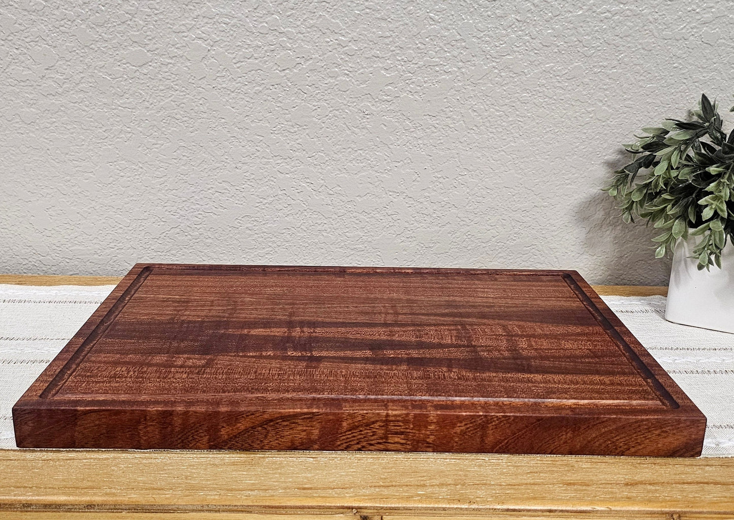 Large African Sapele Edge Grain Cutting Board With Juice Grooves